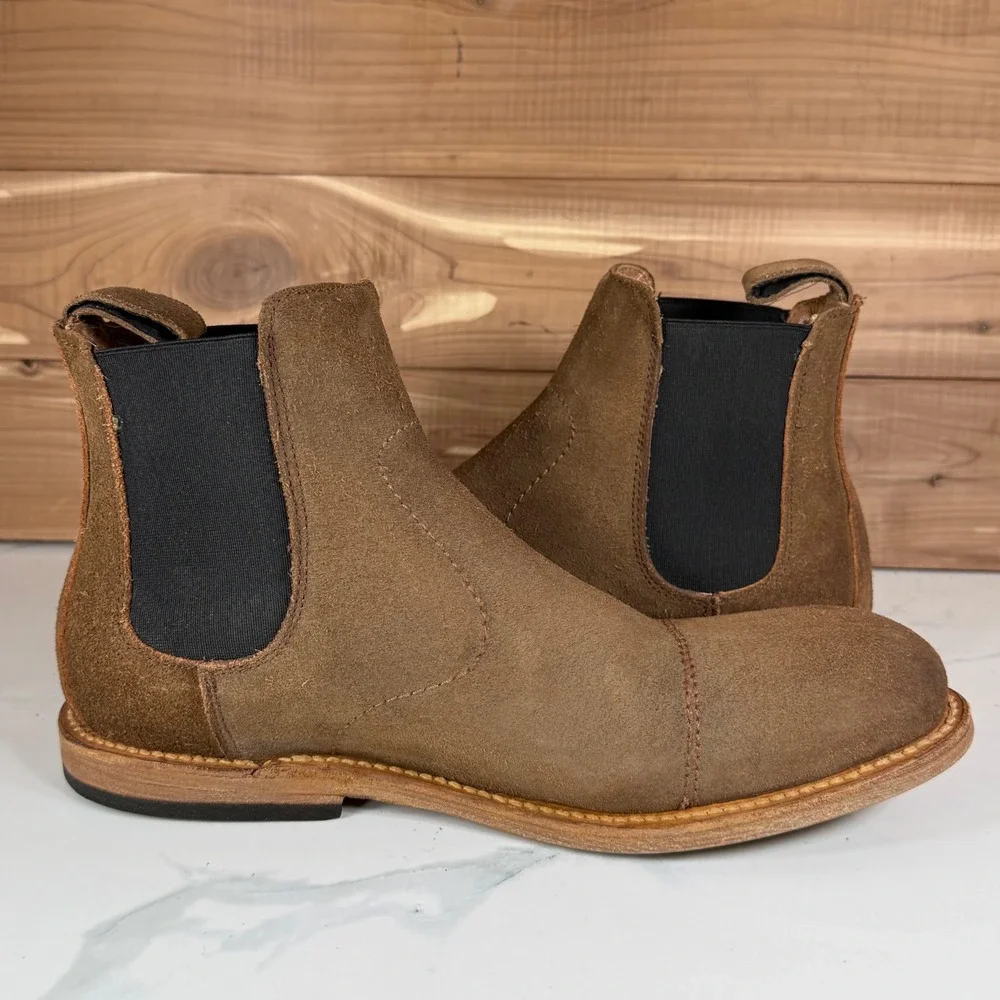 Freebird Curtis Mens Brown Suede Cap Toe Chelsea Boots Size 8 Leather Sole‎